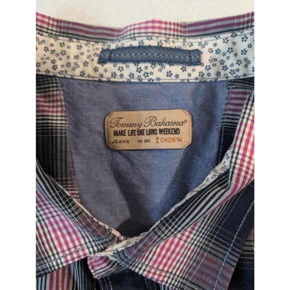 Tommy Bahama long sleeve blue purple plaid button down size XXL - Picture 3 of 4